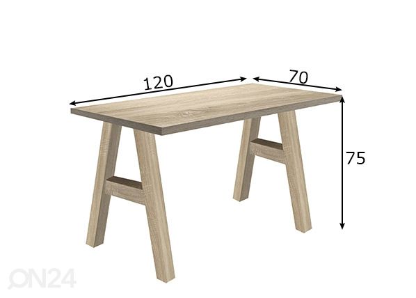 Työpöytä Mister Office A 120 cm mitat