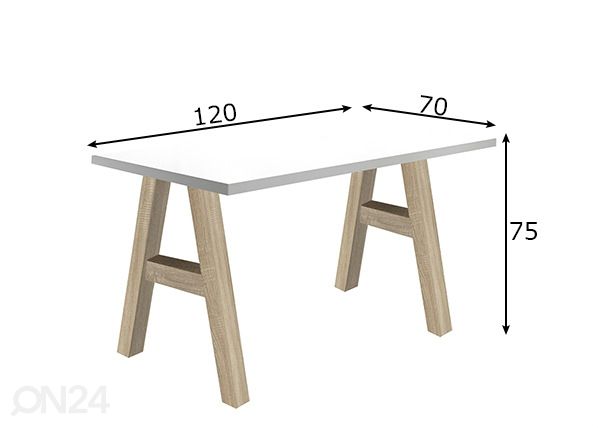 Työpöytä Mister Office A 120 cm mitat