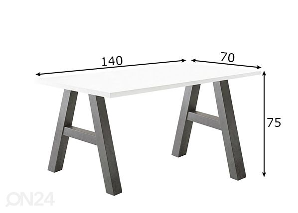 Työpöytä Mister Office A 140 cm mitat