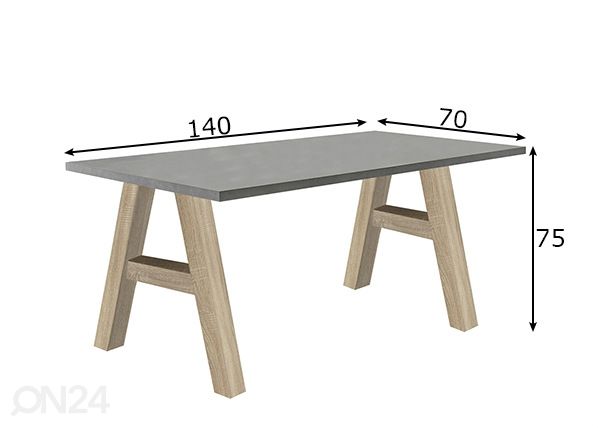 Työpöytä Mister Office A 140 cm mitat