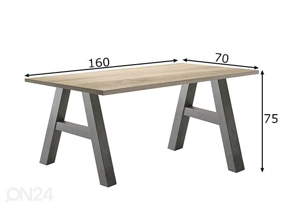 Työpöytä Mister Office A 160 cm mitat