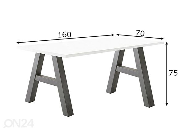 Työpöytä Mister Office A 160 cm mitat
