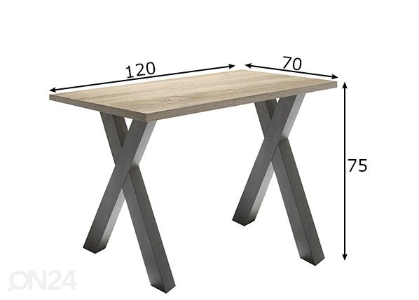 Työpöytä Mister Office X 120 cm mitat