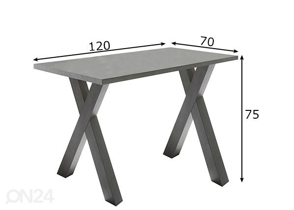 Työpöytä Mister Office X 120 cm mitat