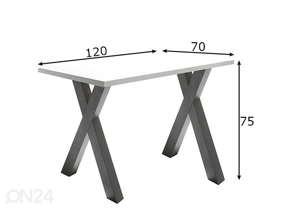Työpöytä Mister Office X 120 cm mitat