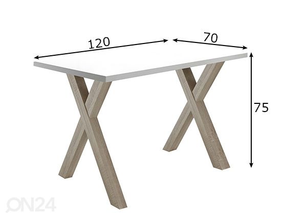 Työpöytä Mister Office X 120 cm mitat