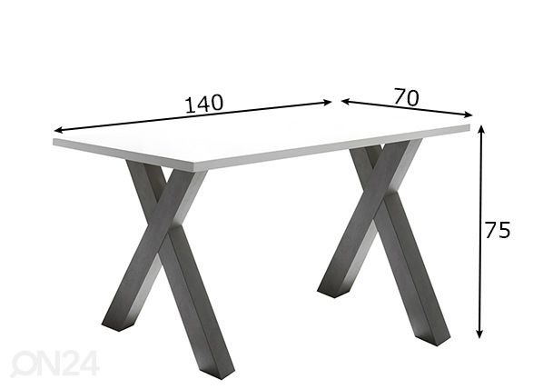 Työpöytä Mister Office X 140 cm mitat
