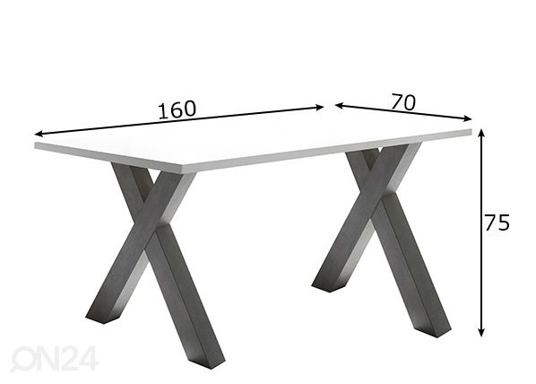 Työpöytä Mister Office X 160 cm mitat