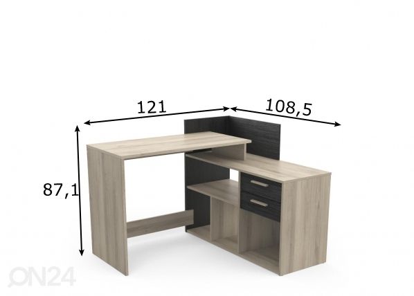 Työpöytä Optima 2 mitat