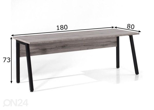 Työpöytä Pronto, harmaa 180 cm mitat