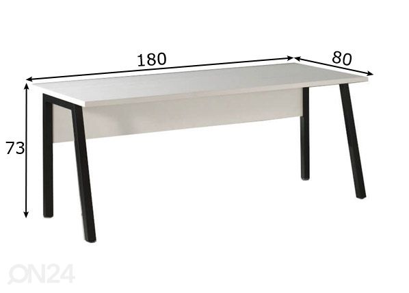 Työpöytä Pronto, valkoinen 180 cm mitat