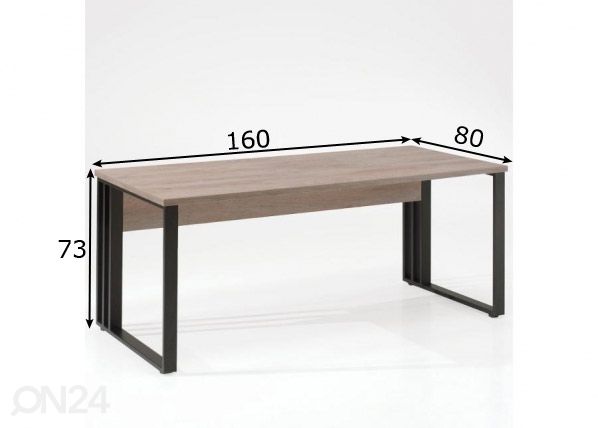 Työpöytä Rio2 160 cm humus tammi mitat