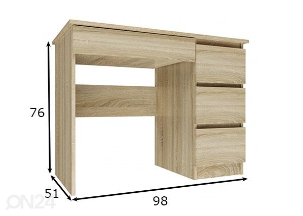 Työpöytä Tempo mitat