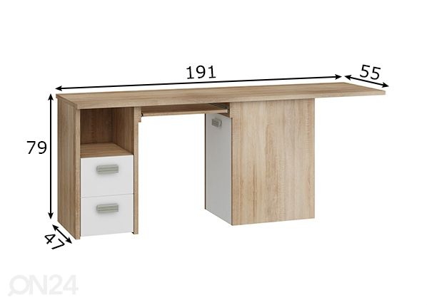 Työpöytä Ville 191 cm mitat