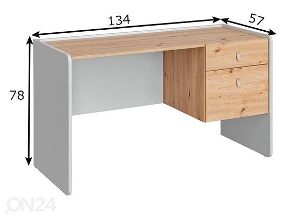 Työpöytä Vivero, perla tammi/ artrisan tammi mitat