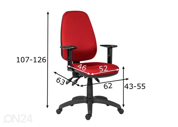 Työtuoli Asyn mitat