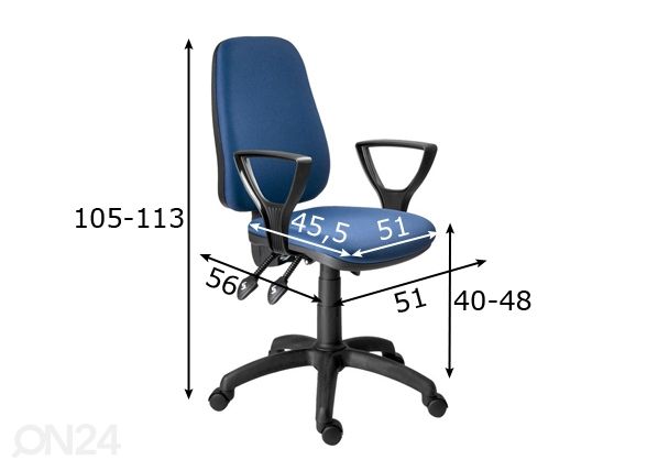 Työtuoli Asyn mitat