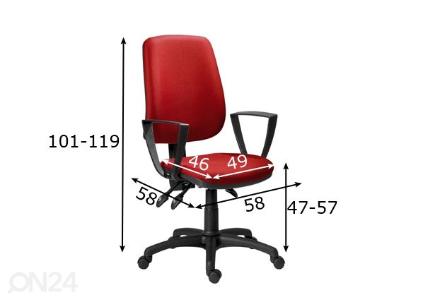 Työtuoli Asyn Athea mitat