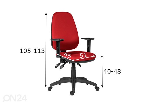 Työtuoli Asyn D3, punainen mitat