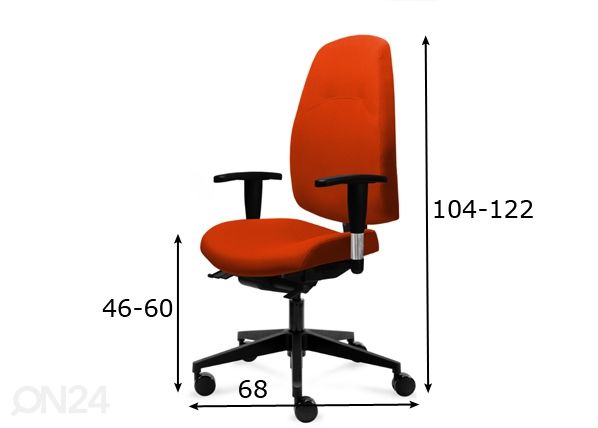 Työtuoli Cari mitat