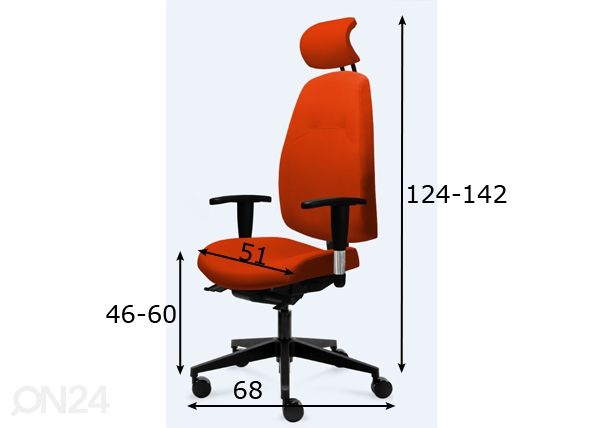 Työtuoli Cari PDH mitat