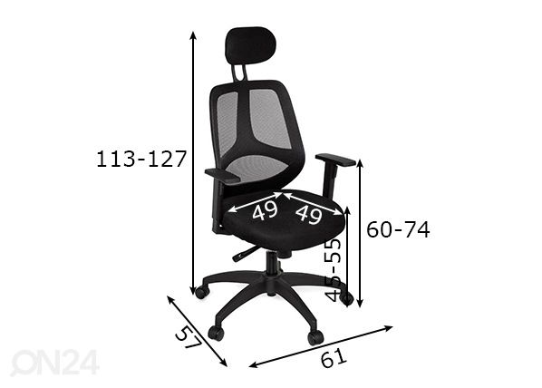 Työtuoli Deluxe mitat