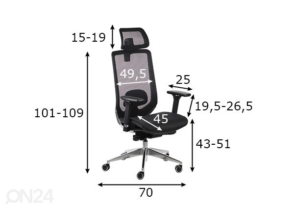 Työtuoli Ditter mitat