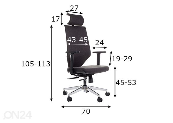 Työtuoli, harmaa mitat
