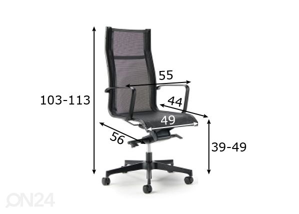 Työtuoli Kase mitat