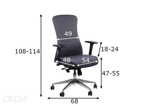 Työtuoli Kenton, harmaa mitat