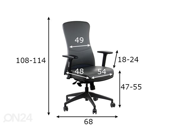 Työtuoli Kenton, harmaa mitat