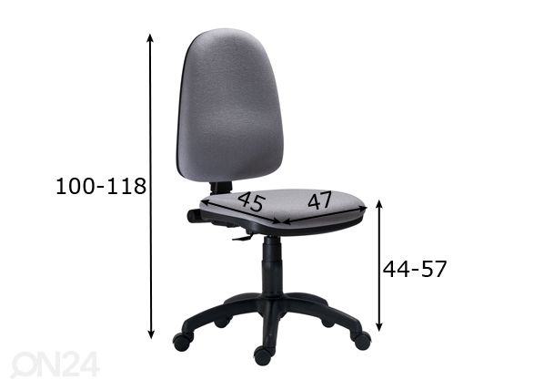 Työtuoli Mek D5, harmaa mitat