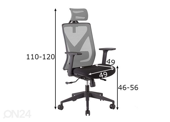 Työtuoli Mike mitat