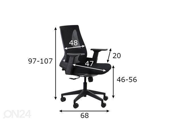 Työtuoli, musta mitat