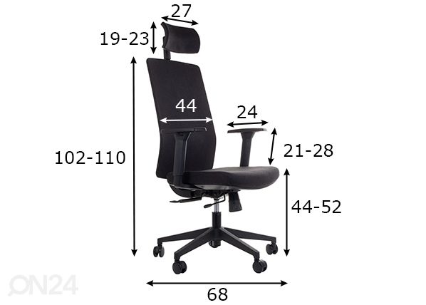Työtuoli, musta mitat