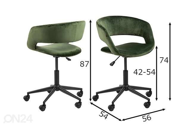 Työtuoli Phoebe mitat