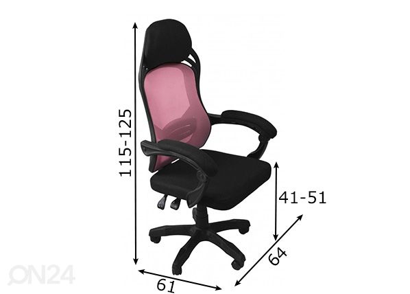 Työtuoli, pinkki mitat