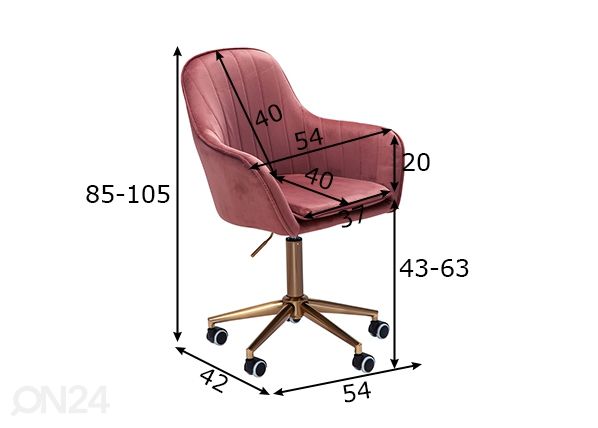 Työtuoli Stuhl, roosa mitat