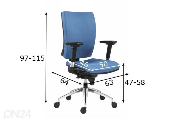 Työtuoli SYN Gala Alu mitat