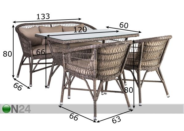 Ulkokalustesetti SUNSERA mitat