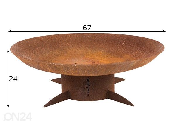 Ulkotulisija Cor-ten terästä GrillSymbol Chiaro mitat