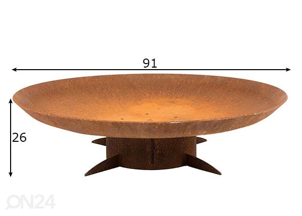 Ulkotulisija Cor-ten terästä GrillSymbol Chiaro XL mitat