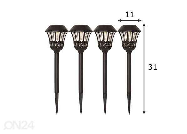 Ulkovalaisimet aurinkokennolla Lace 4 kpl mitat