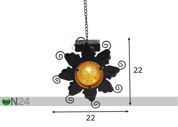 Ulkovalaisin aurinkopaneelilla FLOWER LED mitat
