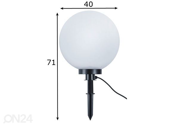 Ulkovalaisin Bolo 40 cm mitat