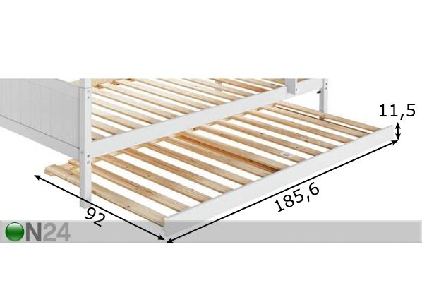 Ulosvedettävä varavuode 90x180 cm mitat