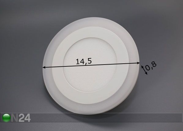 Upotettava paneelivalaisin 6+3 W, Ø14,5 cm mitat