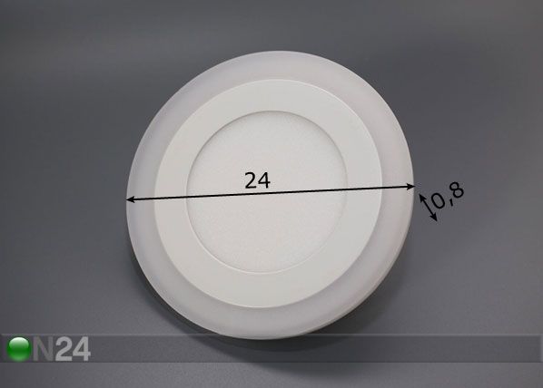 Upotettava paneelivalaisin 8+6 W, Ø24,5 cm mitat