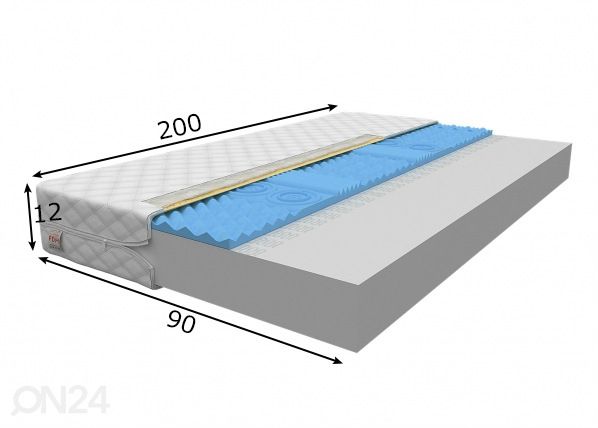 Vaahtomuovipatja 90x200 cm mitat