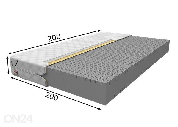 Vaahtomuovipatja Goya 200x200 cm mitat